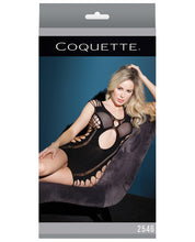 Load image into Gallery viewer, Sleek Seamless Stretch Net Dress W-keyhole Cutouts &amp; Fence Net Sides Black O-s