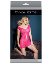 Load image into Gallery viewer, Sleek Seamless Stretch Fishnet Tank Dress W-waist Keyhole Neon Pink O-s