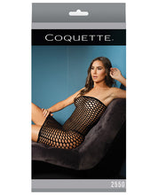 Load image into Gallery viewer, Sleek Seamless Stretch Net Tube Dress W-large Fishnet Pattern Black O-s