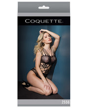 Load image into Gallery viewer, Sleek Seamless Stretch Net Teddy W-strappy Shoulders &amp; Laser Cutouts Waist Black O-s