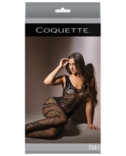 Load image into Gallery viewer, Sleek Seamless Stretch Net Patchwork Print Bodystocking Black O-s
