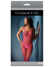 Load image into Gallery viewer, Sleek Seamless Stretch Open Net Bodystocking Neon Pink O-s