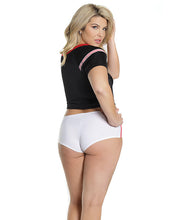 Load image into Gallery viewer, Fashion Football Crop Top &amp; Booty Shorts Black-white Qn