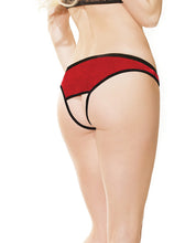 Load image into Gallery viewer, Holiday Stretch Velvet Crotchless Panty W-velvet Elastic Waist Red-black Qn