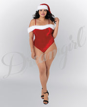 Load image into Gallery viewer, Stretch Velvet Teddy W-removble &amp; Adjustble Shoulder Straps &amp; Snap Crotch &amp; Hat Ruby 3x