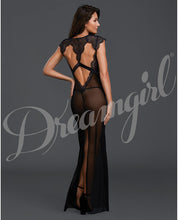Load image into Gallery viewer, Sheer &amp; Lace Gown W-g-string Black Md