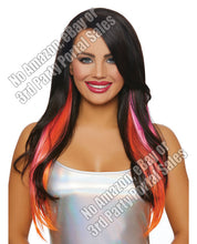 Load image into Gallery viewer, Long Straight Layered 3 Pc Hair Extensions - Magenta-neon Pink-orange
