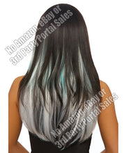 Load image into Gallery viewer, Long Straight Ombre 3 Pc Hair Extensions - Aqua-light Gray
