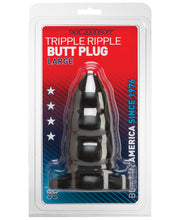 Load image into Gallery viewer, Triple Ripple Butt Plug - Large Black