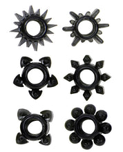 Load image into Gallery viewer, Tower Of Power Cock Rings - Black Pack Of 6