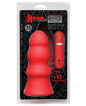 Load image into Gallery viewer, Kink Vibrating Silicone Butt Plug Rippled 7.5" - Red