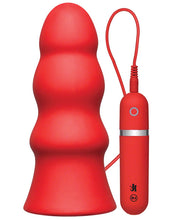 Load image into Gallery viewer, Kink Vibrating Silicone Butt Plug Rippled 7.5" - Red