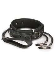 Load image into Gallery viewer, Easy Toys Faux Leather Collar W-nipple Chains - Black