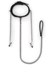 Load image into Gallery viewer, Easy Toys Faux Leather Collar W-nipple Chains - Black