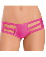 Load image into Gallery viewer, Strappy Front &amp; Back Jeweled Booty Shorts Neon Pink O-s