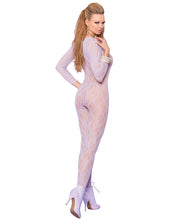 Load image into Gallery viewer, Vivace Long Sleeve Lace Bodystocking W-open Crotch Lilac O-s