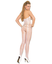 Load image into Gallery viewer, Vivace Open Bust Crochet Bodystocking W-open Crotch White O-s