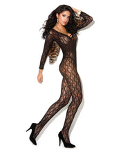 Load image into Gallery viewer, Vivace Long Sleeve Lace Bodystocking Black O-s