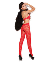 Load image into Gallery viewer, Vivace Lace Bodystocking W-satin Bow Detail Red O-s