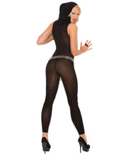 Load image into Gallery viewer, Vivace Opaque Footless Bodystocking W-hood Black O-s