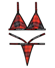 Load image into Gallery viewer, Vibes Fuck Off  Bralette &amp; Thong Plaid L-xl