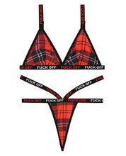 Load image into Gallery viewer, Vibes Fuck Off  Bralette &amp; Thong Plaid M-l
