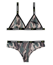 Load image into Gallery viewer, Vibes Savage Af  Bralette &amp; Cheeky Panty Camouflage L-xl