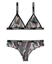 Load image into Gallery viewer, Vibes Savage Af  Bralette &amp; Cheeky Panty Camouflage M-l