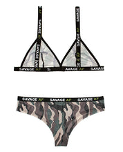 Load image into Gallery viewer, Vibes Savage Af  Bralette &amp; Cheeky Panty Camouflage M-l