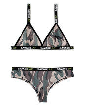 Load image into Gallery viewer, Vibes Savage Af  Bralette &amp; Cheeky Panty Camouflage S-m