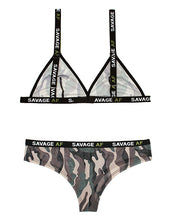 Load image into Gallery viewer, Vibes Savage Af  Bralette &amp; Cheeky Panty Camouflage S-m