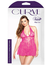 Load image into Gallery viewer, Curve Stretch Lace Chemise &amp; Matching G-string Pink 1x-2x