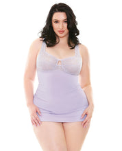 Load image into Gallery viewer, Curve Abigail Underwire Lace Chemise &amp; G-string Lilac 3x-4x
