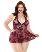 Load image into Gallery viewer, Curve Lace Babydoll W-g-string Maroon 3x-4x
