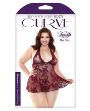 Load image into Gallery viewer, Curve Lace Babydoll W-g-string Maroon 3x-4x