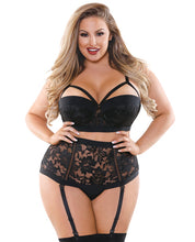 Load image into Gallery viewer, Curve Monique Contour Cup W-cage Cock Look &amp; Panty Black 1x-2x