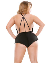 Load image into Gallery viewer, Curve Cassandra Romper W-chain Detail Black 1x-2x