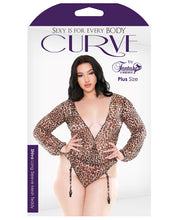 Load image into Gallery viewer, Curve Shiva Long Sleeve Animal Print Teddy W-detachable Garters Leopard 3x-4x