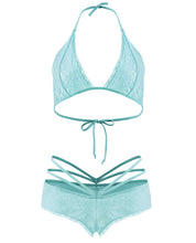 Load image into Gallery viewer, Spring Forget Me Not Bralette &amp; Caged Shortie Aqua M-l