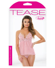 Load image into Gallery viewer, Tease Julia Lace Cami W-shoulder Ties &amp; Panty Tea Rose S-m