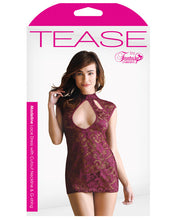 Load image into Gallery viewer, Tease Madeline Intricate Cutout Lace Dress W-high Neck Collar Wine Xl