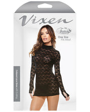 Load image into Gallery viewer, Vixen Collared Lace Dress W-g-string Black O-s