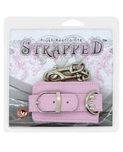Load image into Gallery viewer, Strapped Plush Restraints Fur Lined Leather Cuffs - Pink