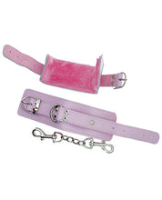 Load image into Gallery viewer, Strapped Plush Restraints Fur Lined Leather Cuffs - Pink