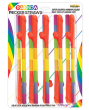 Load image into Gallery viewer, Rainbow Pecker Straws Pack Of 10