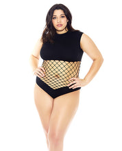 Load image into Gallery viewer, Diamond Net Mid Section Seamless Teddy Black Qn