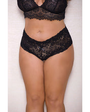 Load image into Gallery viewer, Lace &amp; Pearl Boyshort W-satin Bow Accents Black 3x-4x