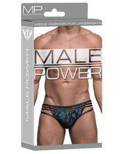 Load image into Gallery viewer, Strapped &amp; Bound Foil Print Strappy Thong Blk-blu S-m