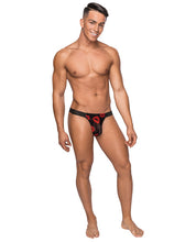 Load image into Gallery viewer, Kiss Me Stretch Mesh Micro Thong V Blk-rd L-xl