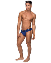 Load image into Gallery viewer, Pocket Pouch Cotton Spandex Thong W-cavity Blue L-xl